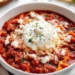 Healthy Slow Cooker Lazy Lasagna Soup {High Protein} Recipe