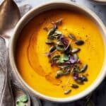 Roasted Acorn Squash Soup with Lemon, Maple, and Thyme Recipe
