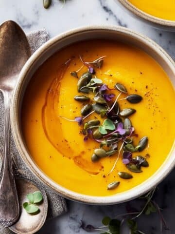 Roasted Acorn Squash Soup with Lemon, Maple, and Thyme Recipe