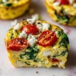 Egg Muffins with Spinach, Bell Peppers, Cherry Tomatoes, and Feta Recipe