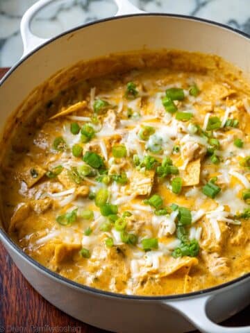 Creamy Green Chile Chicken Enchilada Skillet Recipe