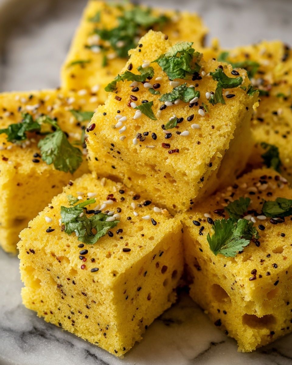 Savory Indian Khaman Steamed Gram Flour Snack Recipe - Recipe Image