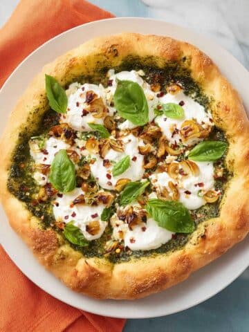 Burrata Pesto Pizza with Garlic Chili Oil Recipe