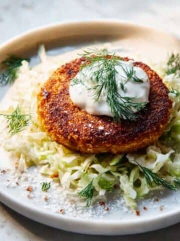 Salmon Burgers with Creamy Herb Slaw Recipe