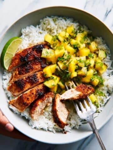 BBQ Salmon Bowls with Mango Avocado Salsa Recipe