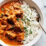 Creamy Chicken Tikka Masala with Cilantro and Rice Recipe