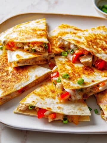 Chicken Quesadillas with Bell Peppers, Cheddar, and Monterey Jack Recipe