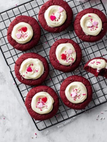 Red Velvet Thumbprint Cookies with Cream Cheese Filling Recipe
