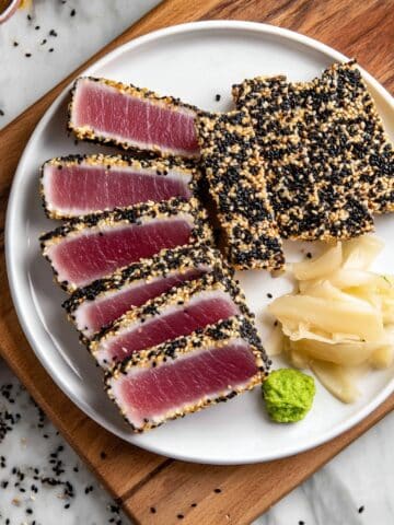 Seared Ahi Tuna with Sesame Crust and Avocado-Arugula Salad Recipe