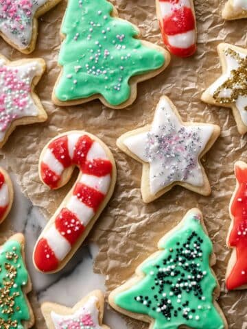 Christmas Cutout Cookies with Icing and Sprinkles Recipe