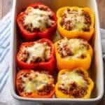 Stuffed Peppers with Ground Beef, Rice, and Melty Cheese Recipe