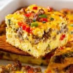 Hashbrown Breakfast Casserole with Sausage, Cheddar, and Veggies Recipe
