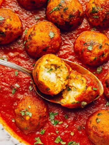 Mozzarella-Stuffed Chicken Meatballs in Marinara Recipe