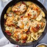 Mediterranean Chicken Skillet with Artichokes, Sun-Dried Tomatoes, and Capers Recipe