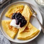 Swedish Pancakes with Lingonberry Jam and Whipped Cream Recipe