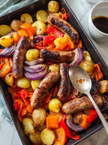 Sticky Sausage Tray Bake With Honey And Mustard Recipe