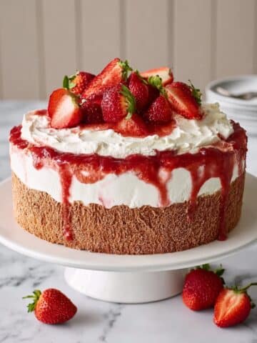 Strawberry Angel Food Cake with Chantilly Cream and Fresh Berries Recipe