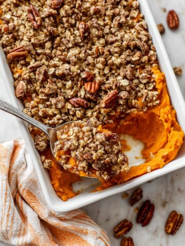 Sweet Potato Casserole with Oat-Pecan Topping and Vanilla Almond Milk Recipe