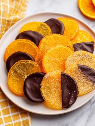 Candied Orange Slices with Dark Chocolate Dip Recipe