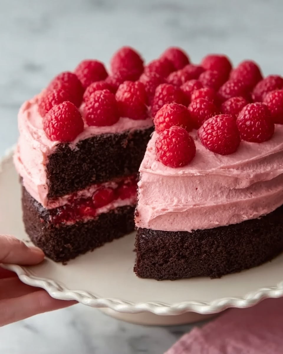 Chocolate Raspberry Cake with Raspberry Filling and Buttercream