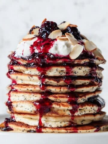 Almond Poppyseed Pancakes with Cherry Syrup Recipe