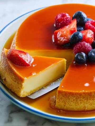 Classic Flan with Caramel and Berries Recipe