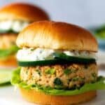 Fresh Salmon Burgers with Tzatziki Dressing Recipe