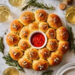 Pull Apart Garlic Bread Wreath with Marinara Dipping Sauce Recipe