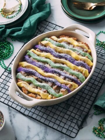 Mardi Gras King Cake-Inspired Bread Pudding Recipe