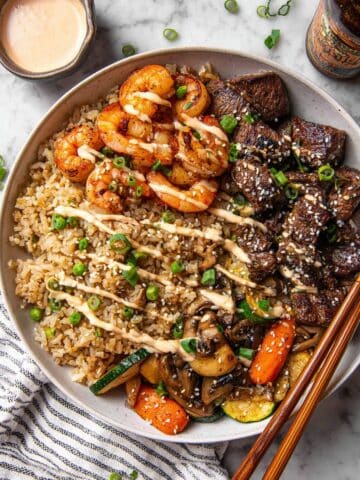 Steak and Shrimp Hibachi Bowls with Yum Yum Sauce Recipe