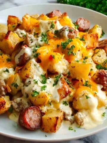 Cheesy Ranch Potatoes and Smoked Sausage Bake Recipe