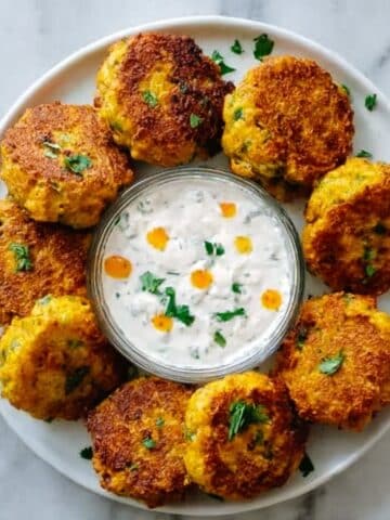 Yellow Squash Tots with Lemon Parsley Yogurt Dip Recipe