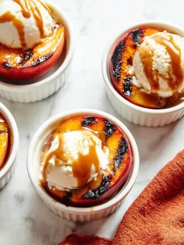 Grilled Peaches with Bourbon Caramel Sauce Recipe