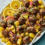 Greek Meatballs and Potatoes with Ladolemono Sauce Recipe