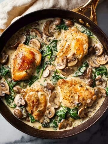 Creamy Skillet Chicken with Spinach & Mushrooms Recipe
