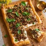 Ground Beef and Hummus Puff Pastry Squares Recipe