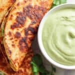 Vegetarian Quesadilla with Avocado Dipping Sauce Recipe