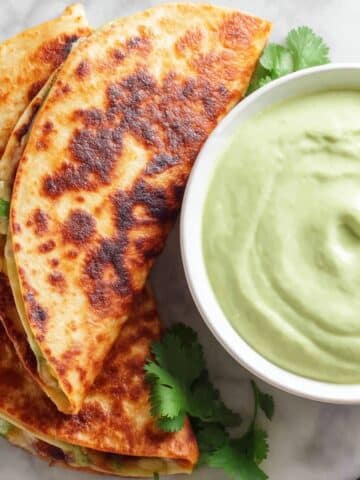 Vegetarian Quesadilla with Avocado Dipping Sauce Recipe