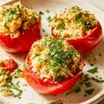 Stuffed Tomatoes with Herbed Rice, Pine Nuts, and Parmesan Recipe