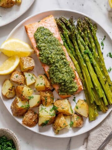 Pesto Salmon Sheet Pan Dinner Recipe
