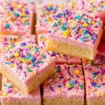 Sugar Cookie Bars with Vanilla Lemon Frosting and Rainbow Sprinkles Recipe