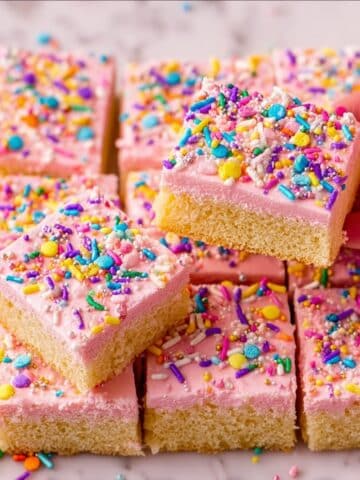 Sugar Cookie Bars with Vanilla Lemon Frosting and Rainbow Sprinkles Recipe