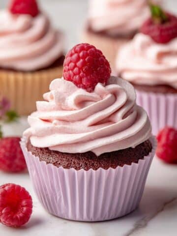 Raspberry Cupcakes with Raspberry Filling and Russian Buttercream Recipe