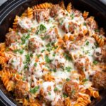 Cheesy Crockpot Meatball Pasta Recipe