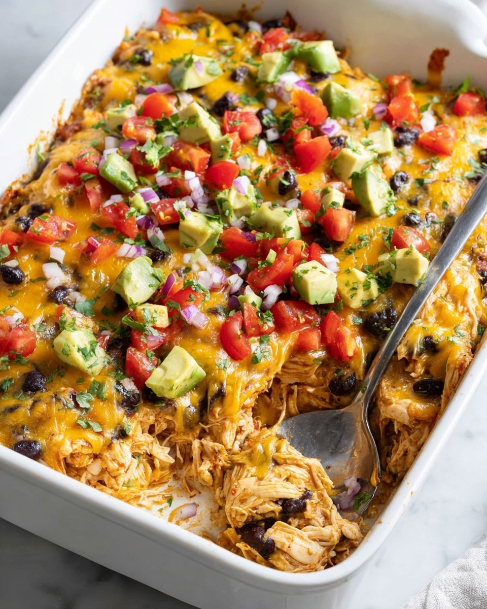 A white baking dish sits on a white marbled surface, showing three stages of layered food preparation. In the first stage, the bottom layer has a rich orange sauce topped with shredded shredded chicken mixed with black beans and herbs, all covered with a generous layer of yellow and white shredded cheese. The second stage shows a layer of folded white tortillas with brown toasted spots, arranged to cover the previous layer fully. In the final stage, shredded chicken mixed with black beans and herbs drenched in orange sauce is spread evenly on top of the tortillas, filling the white dish. photo taken with an iphone --ar 4:5 --v 7