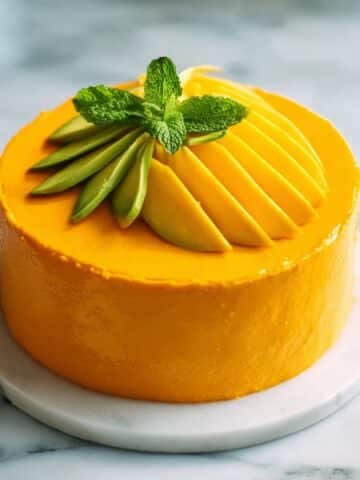 Mango Cake with Mango Cream Filling and Fresh Mango Garnish Recipe